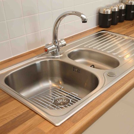 HOME BASICS Home Basics Small Rubber Coated Chrome Plated Steel Sink Protector ZOR96263